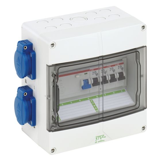 Spelsberg Steckdosenverteiler STV 904K, 200x200x122mm, 4 Schutzkontakt-Steckdosen, Kunststoff, Grau