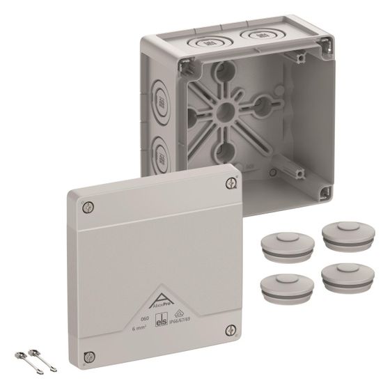 Spelsberg Abzweigkasten Abox Pro 060-L, 127x127x75mm, IP66/IP67/IP69, 6mm2, Kunststoff, Grau