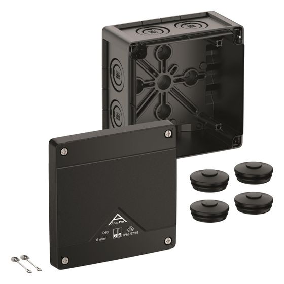 Spelsberg Abzweigkasten Abox Pro 060-L/sw, 127x127x75mm, IP66/IP67/IP69, Kunststoff, Schwarz