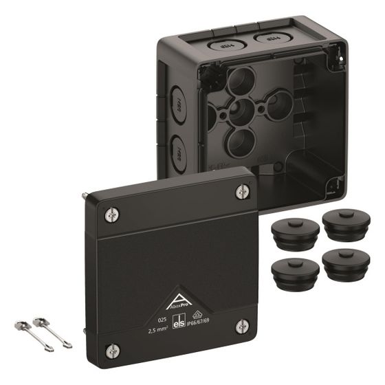 Spelsberg Abzweigkasten Abox Pro 025-L/sw quadratisch, 92x92x60mm IP66/IP67/IP69, Kunststoff, Schwarz