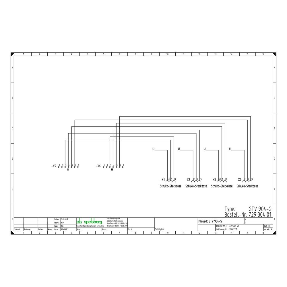 Spelsberg Steckdosenverteiler STV 904S, 200x200x122mm, 4 Schutzkontakt-Steckdosen, ... SPELSBERG-72930401 4013902934560 (Abb. 2)