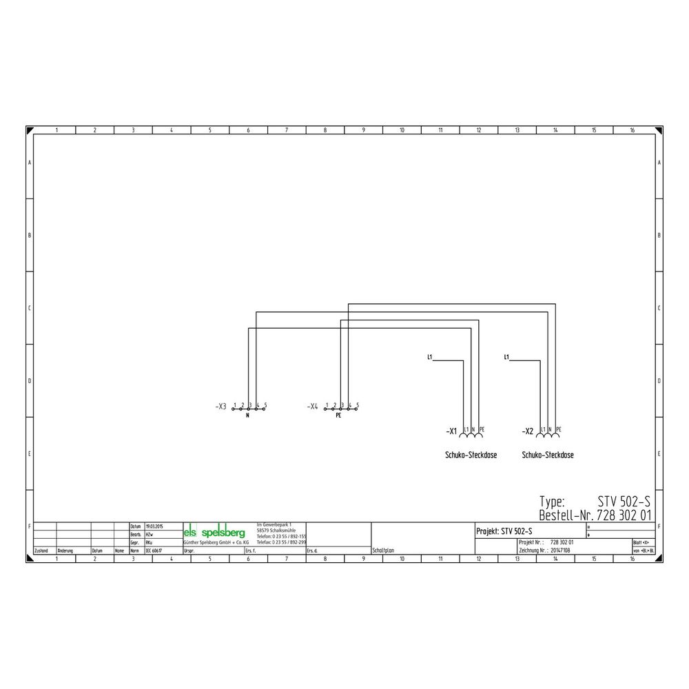 Spelsberg Steckdosenkombination STV 502S, 200x125x122mm, IP44, Kunststoff, Grau... SPELSBERG-72830201 4013902934508 (Abb. 2)