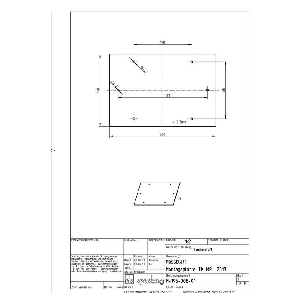 Spelsberg Montageplatte TK MPI-2518, 2,5x150mm, unbehandelt... SPELSBERG-19500801 4013902152179 (Abb. 2)