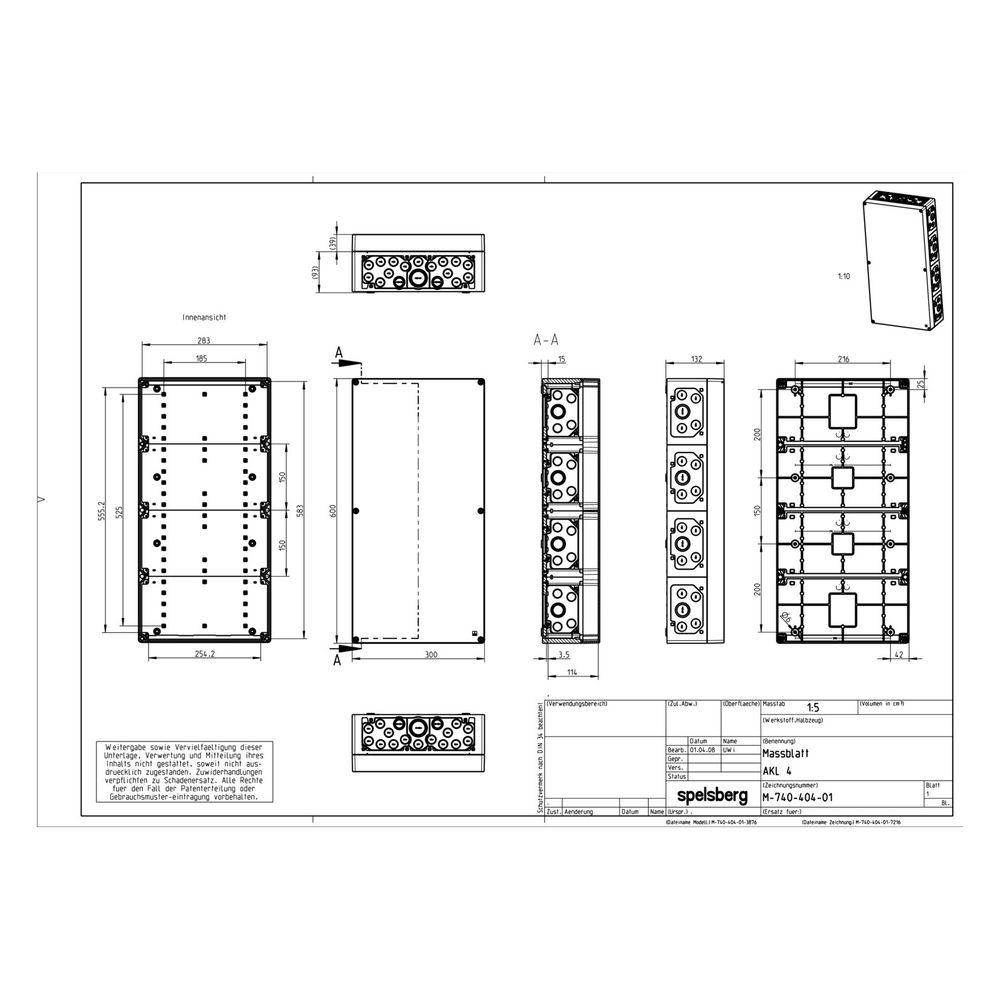 Spelsberg Leerkasten AKL 4, 600x300x132mm, IP65, Grau... SPELSBERG-74400401 4013902071302 (Abb. 2)