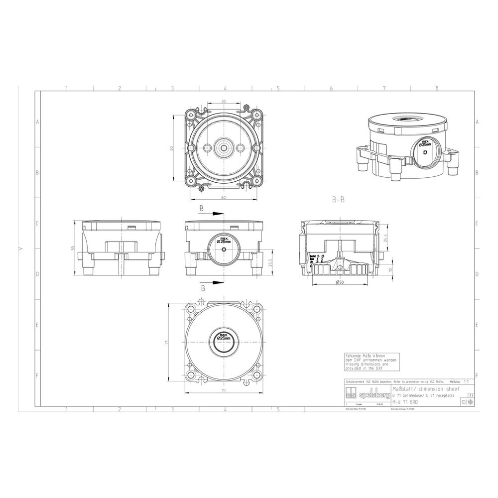 Spelsberg Gerätedose U 71 GRD rund, 50x71x71mm, IP30, Halogenfrei, Betonbau, 971045... SPELSBERG-97104501 4013902190027 (Abb. 2)