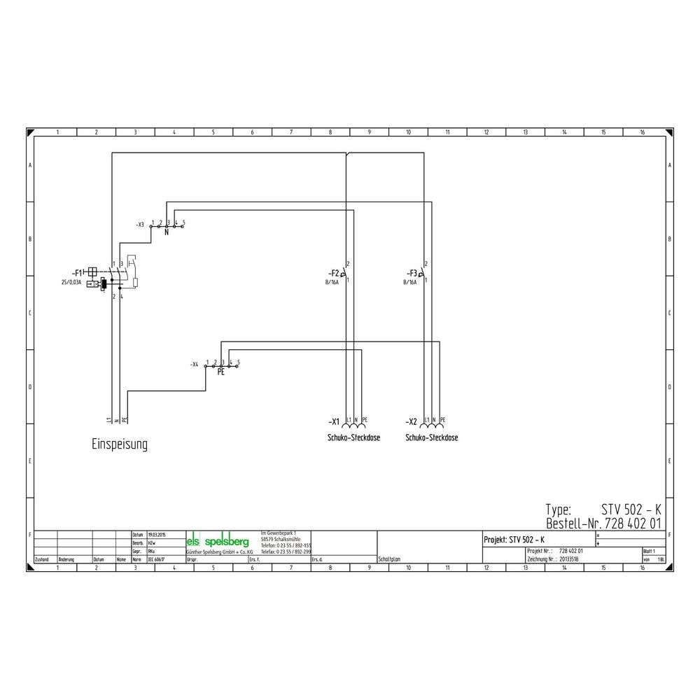 Spelsberg Steckdosenkombination STV 502K, 200x125x122mm, IP44, Kunststoff, Grau... SPELSBERG-72840201 4013902934515 (Abb. 2)
