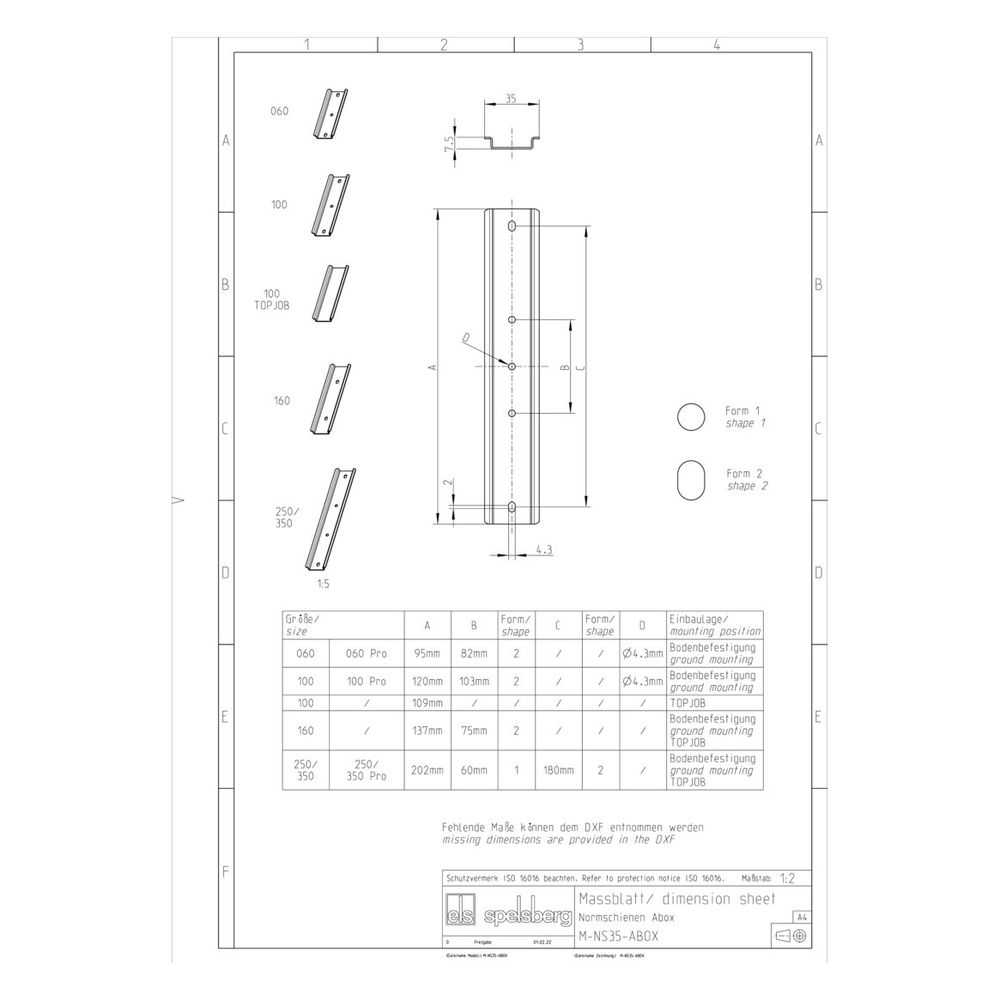 Spelsberg Normschiene Abox 100 NS35, 35/7,5mm, 120mm, Stahl, bandverzinkt... SPELSBERG-89531001 4013902676897 (Abb. 2)