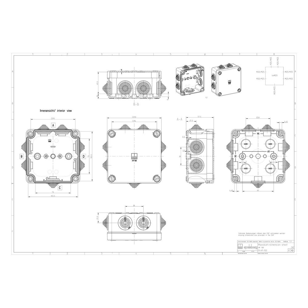 Spelsberg Verbindungskasten HP 100-L quadratisch, 113x113x58mm IP55, Grau... SPELSBERG-32690001 4013902020195 (Abb. 2)