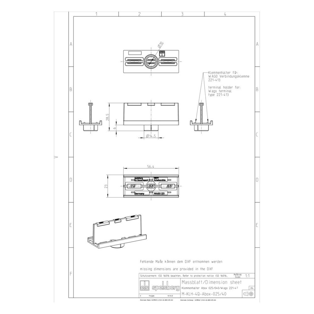 Spelsberg Klemmenhalter Abox 025/040 KH 221 4mm2, 89600301... SPELSBERG-89600301 4013902677054 (Abb. 2)