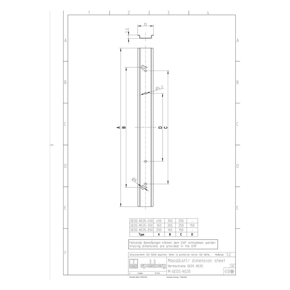 Spelsberg Normschiene GEOS NS35-350, 350x35x7,5mm, Stahl, bandverzinkt... SPELSBERG-72003201 4013902614349 (Abb. 2)