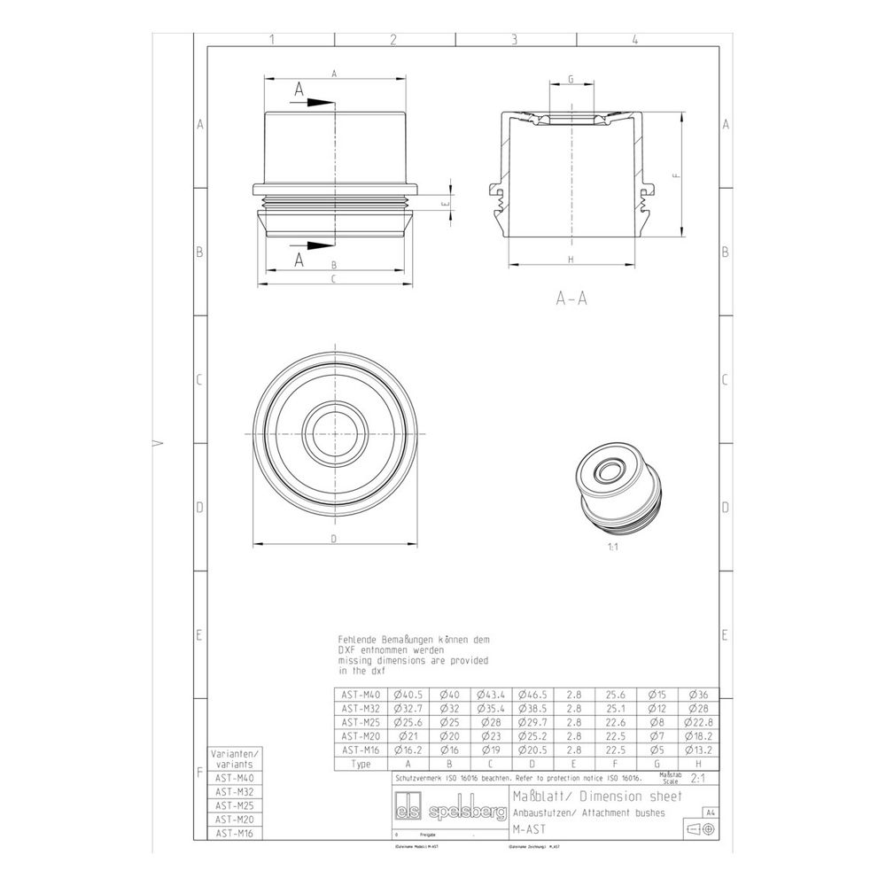 Spelsberg Anbaustutzen AST M16, 16mm, IP54, Grau, 23041601... SPELSBERG-23041601 4013902852116 (Abb. 2)