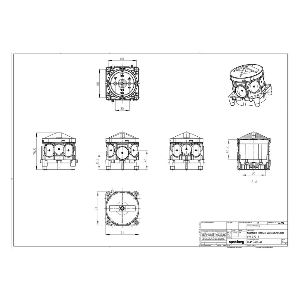 Spelsberg Deckenverbindungsdose U 71 DVD-2 rund, 71x71x79mm, IP30, blau... SPELSBERG-97106601 4013902190058 (Abb. 2)