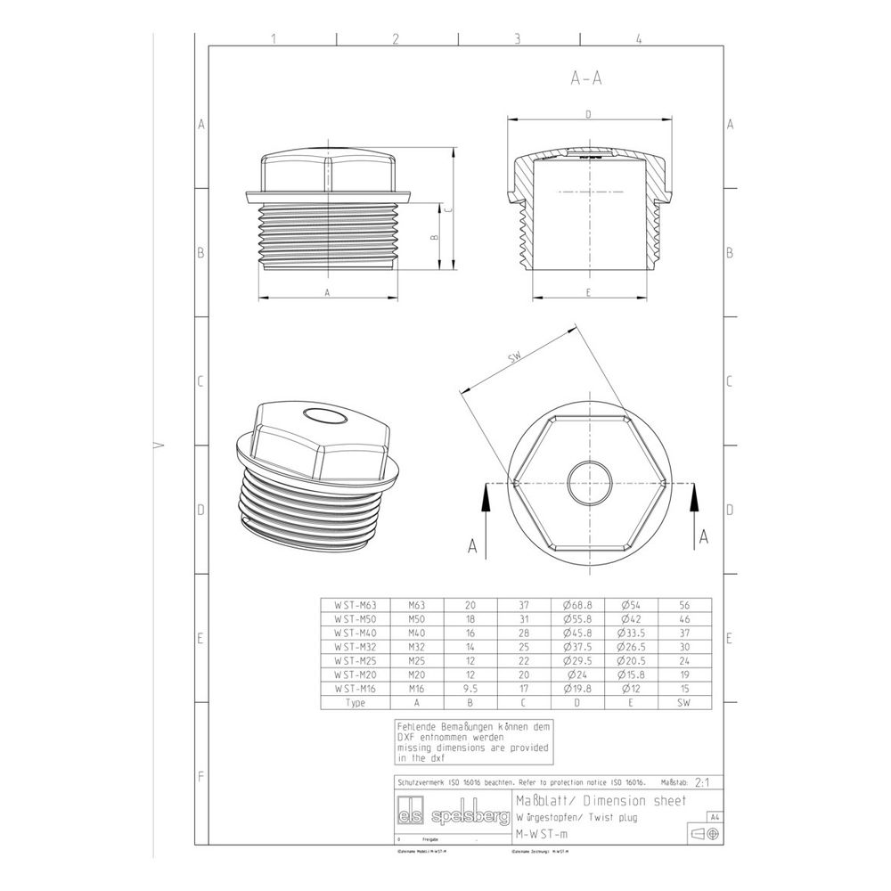 Spelsberg Würgestopfen WST M20, 20mm, IP54, Kunststoff, Grau... SPELSBERG-20342001 4013902013739 (Abb. 2)