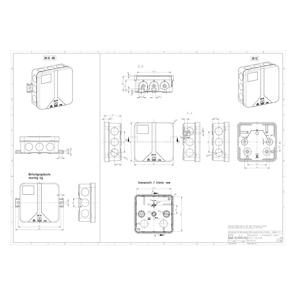 Spelsberg Abzweigkasten 2K-12AB, 85x85x37mm, IP55, Kunststoff, Grau... SPELSBERG-34591201 4013902399468 (Abb. 3)