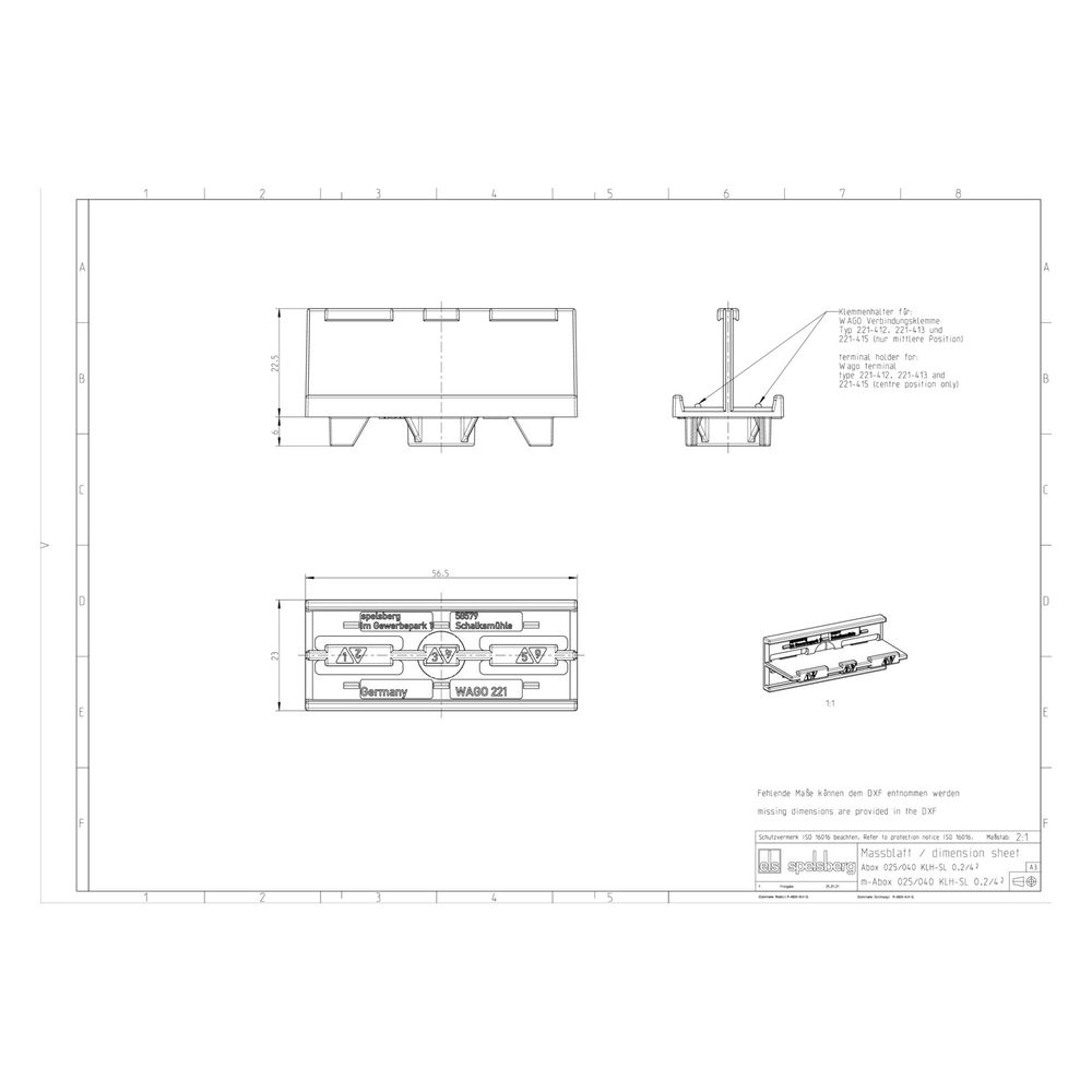 Spelsberg Klemmenhalter für Abox 025/040, 84000201... SPELSBERG-84000201 4013902651771 (Abb. 4)
