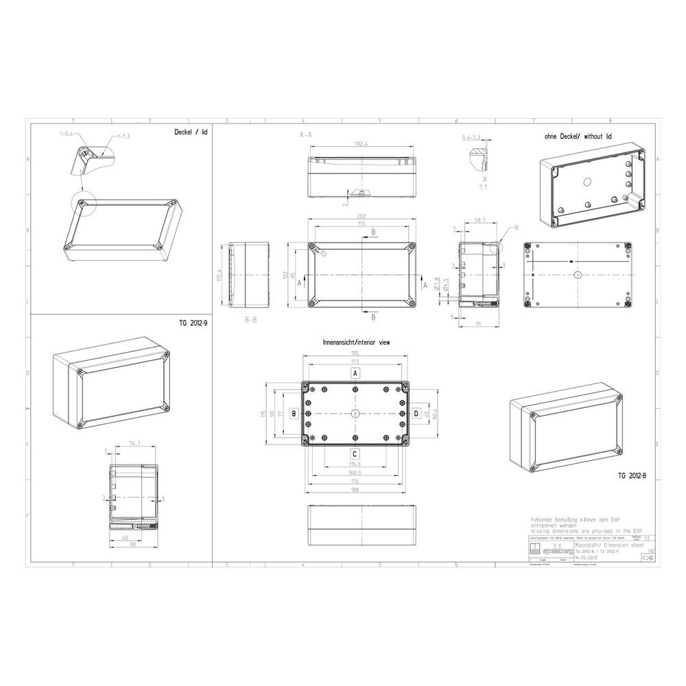 Spelsberg Leergehäuse TG ABS 2012-8-o, 122x202x75mm, IP66, IK07, ABS, Grau... SPELSBERG-10040801 4013902814008 (Abb. 2)