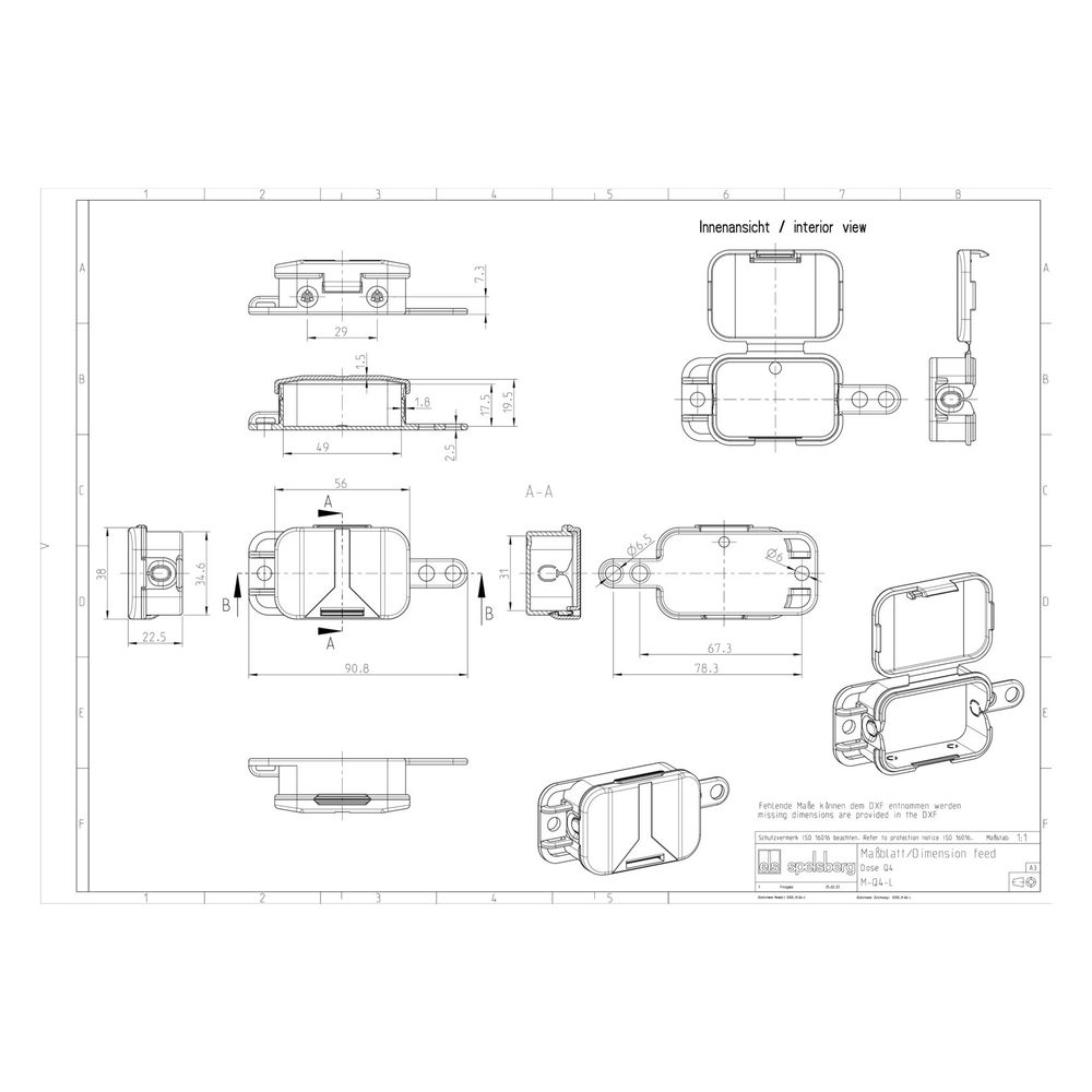 Spelsberg Abzweigkasten Q 4, 56x40x23mm, IP20, Kunststoff, Grau... SPELSBERG-33490401 4013902399420 (Abb. 3)