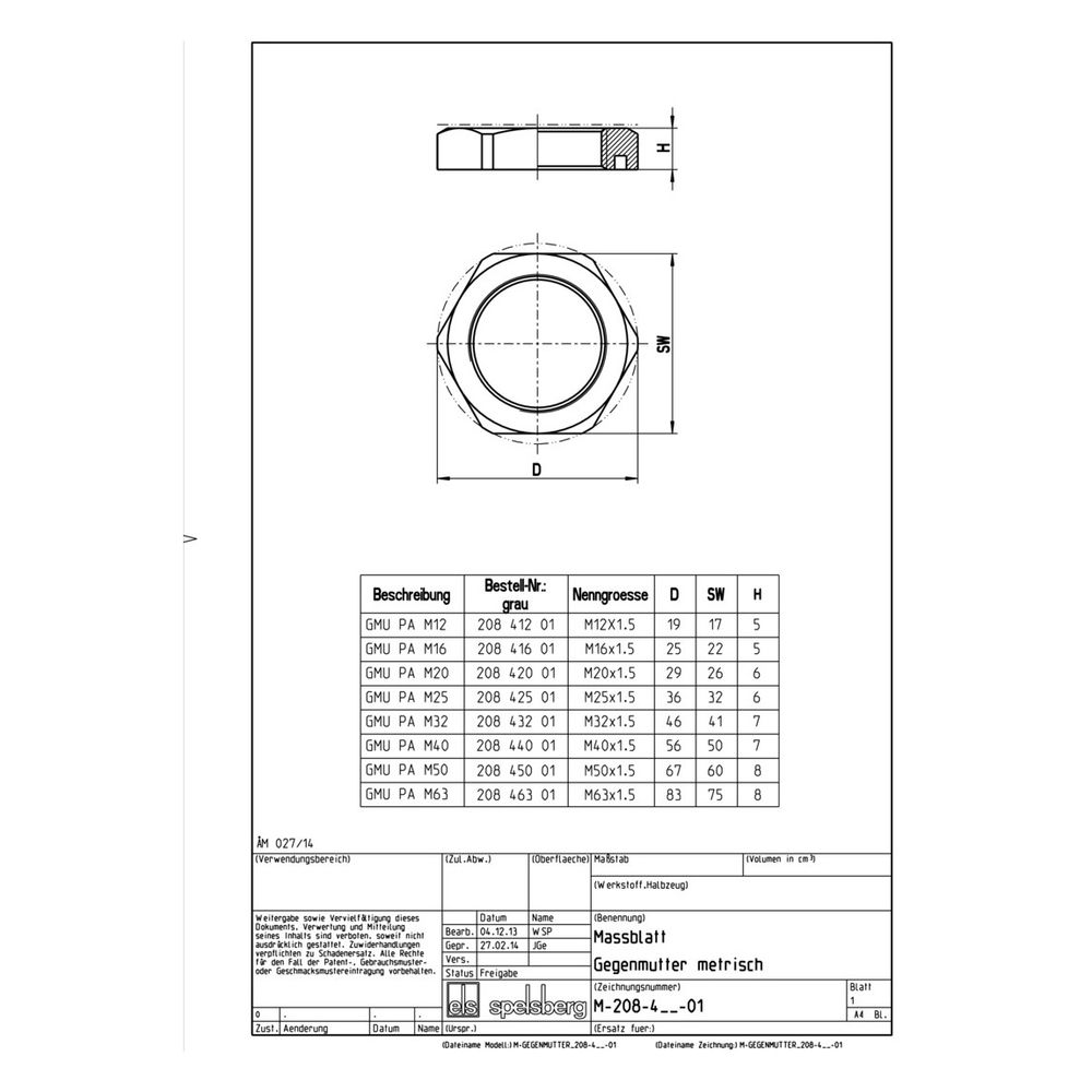 Spelsberg Gegenmutter GMU PA M16, metrisch 1,5mm, Polyamid, Grau... SPELSBERG-20841601 4013902012497 (Abb. 2)