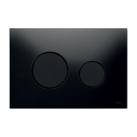 Tece loop WC-Betätigungsplatte Zweimengen, Glas Schwarz glänzend, Tasten Schwarz glänzend