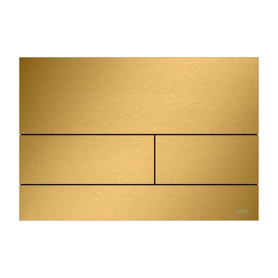 Tece square Metall WC-Betätigungsplatte Zweimengentechnik, Gold Optik gebürstet mit Anti-Fingerprint