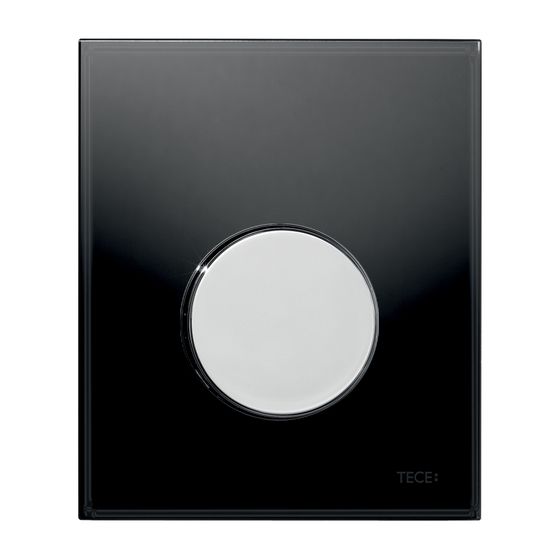 Tece loop Urinal-Betätigungsplatte mit Kartusche, Glas Schwarz glänzend, Taste Chrom glänzend