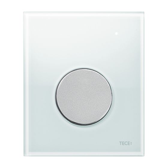 Tece loop Urinal-Betätigungsplatte mit Kartusche, Glas Weiß glänzend, Taste Chrom matt