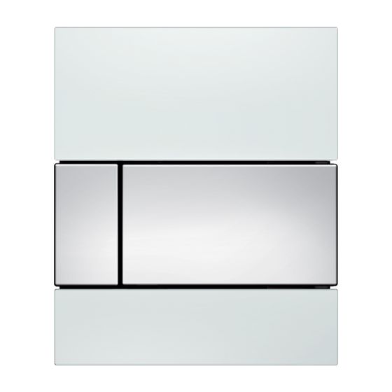 Tece square Urinal-Betätigungsplatte mit Kartusche, Glas Weiß glänzend, Tasten Chrom glänzend
