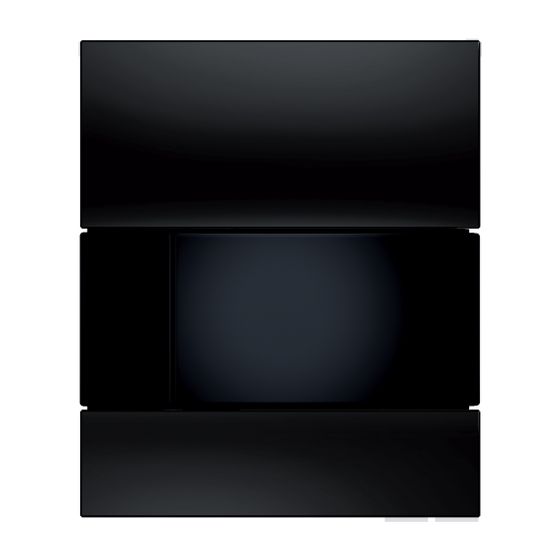 Tece square Urinal-Betätigungsplatte mit Kartusche, Glas Schwarz glänzend, Taste Schwarz glänzend