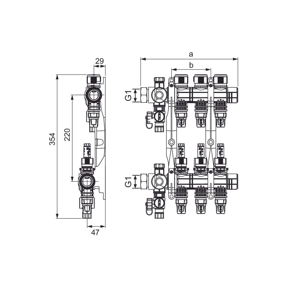 Tece floor Heizkreisverteiler Komfort mit Durchflussanzeige, Tece Logo-Push, 2 Heizkreis... TECE-77311302 4027255131415 (Abb. 3)