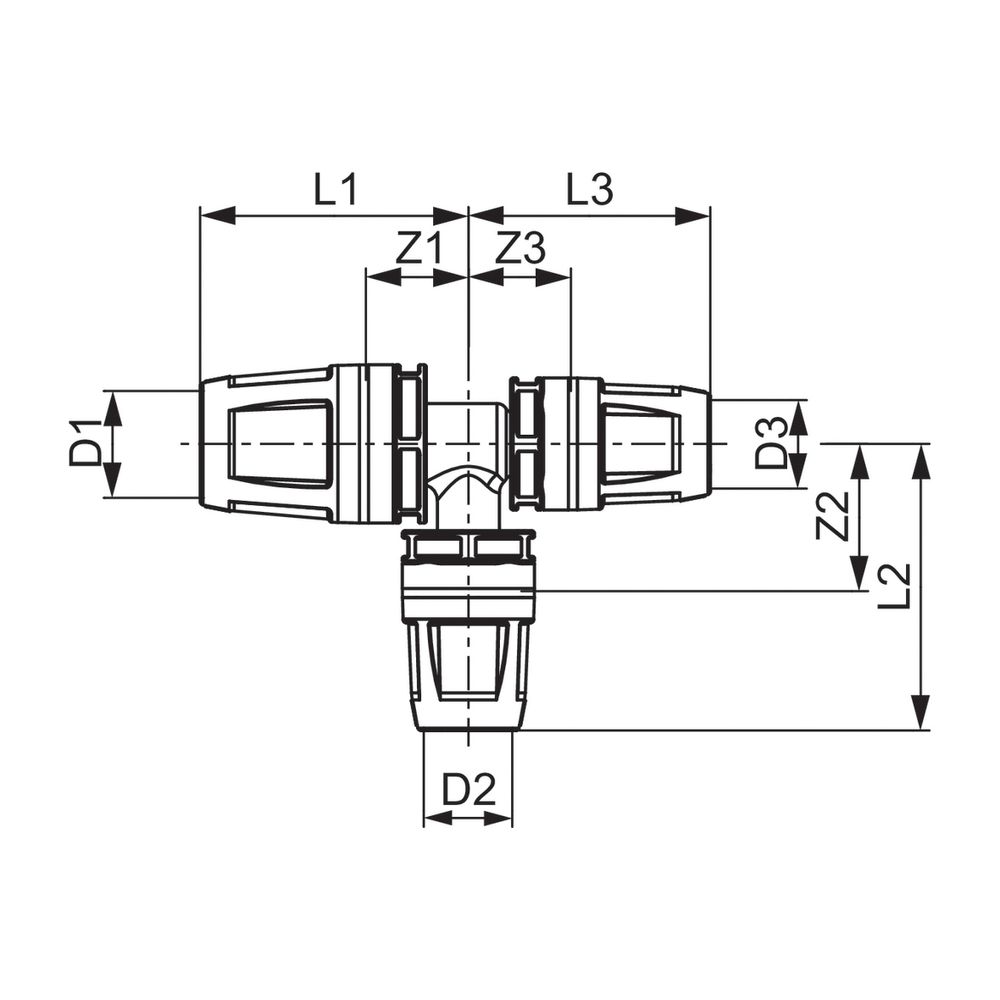 Tece logo-Push T-Stück reduziert Dimension 40x25x40mm, PPSU... TECE-8711017 4027255027268 (Abb. 3)