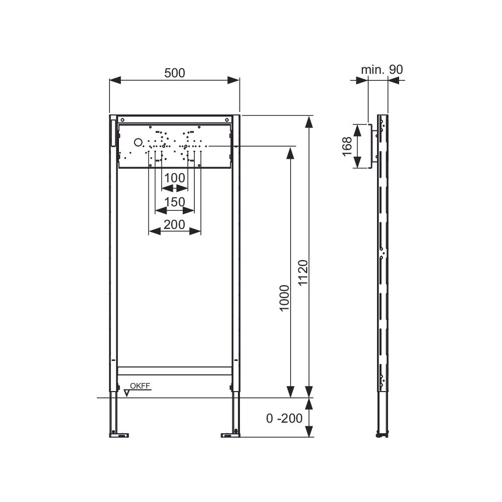 Tece profil Bad-/Duschmodul mit verstellbarer Traverse für UP- und AP-Armaturen, Bauhöhe ... TECE-9340002 4027255131545 (Abb. 3)