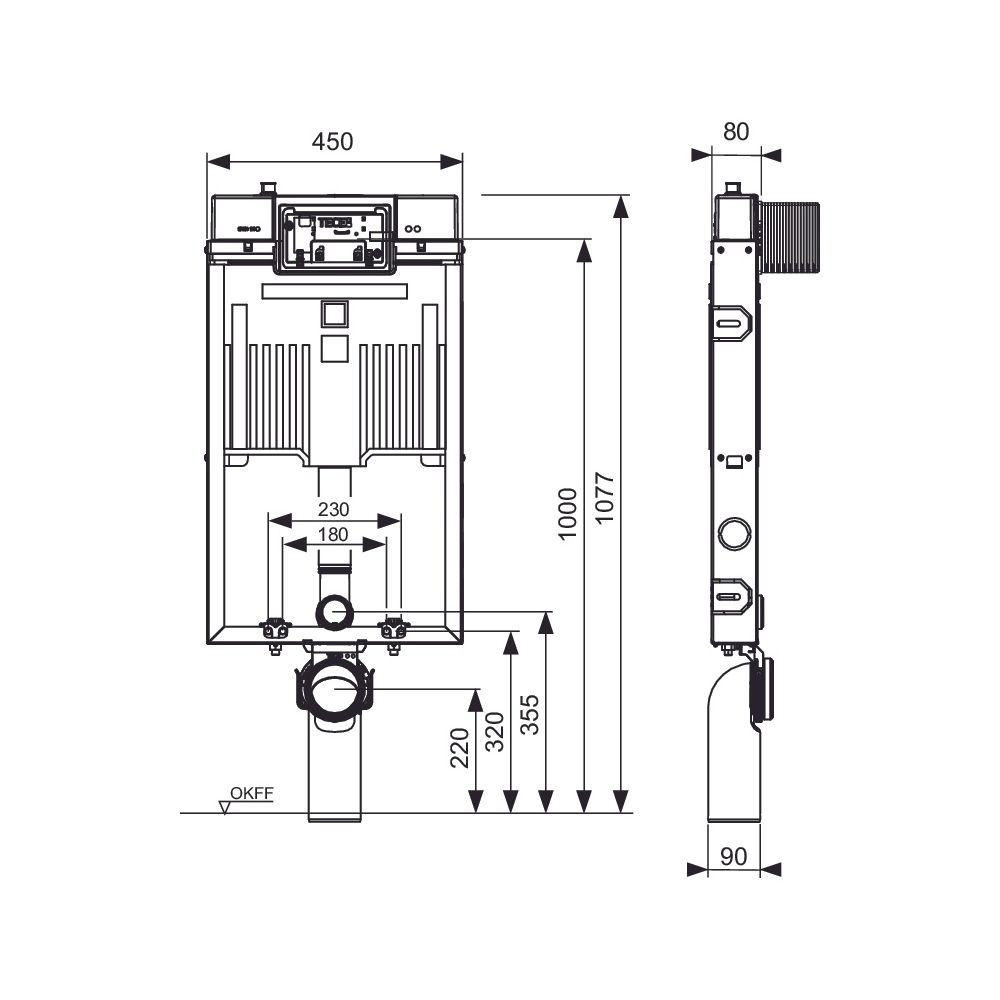 Tece box WC-Modul mit Octa II Spülkasten 8cm für Wand-WC, Bauhöhe 1075mm... TECE-9370501 4027255084629 (Abb. 3)