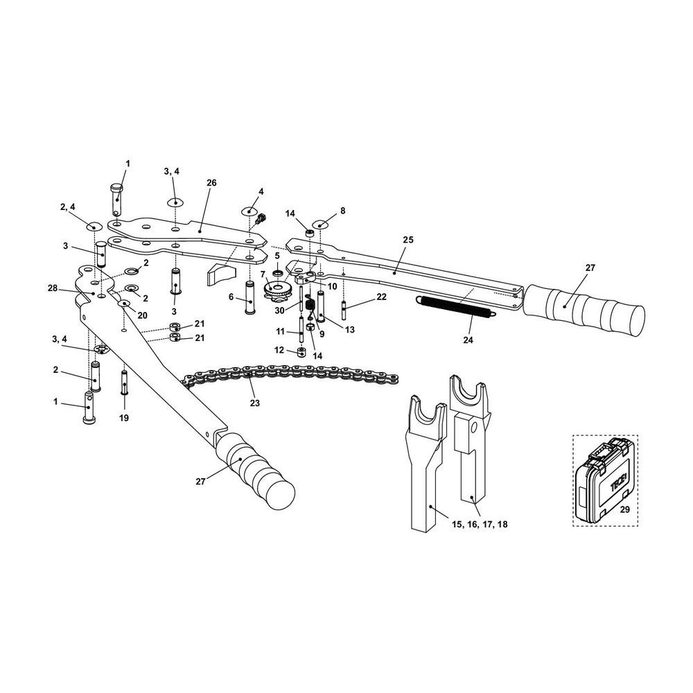 Tece flex Druckhülsen-Presswerkzeug manuell Typ HPW-L, inklusive Gabelköpfe Dimension 14-3... TECE-720050 4027255002661 (Abb. 4)