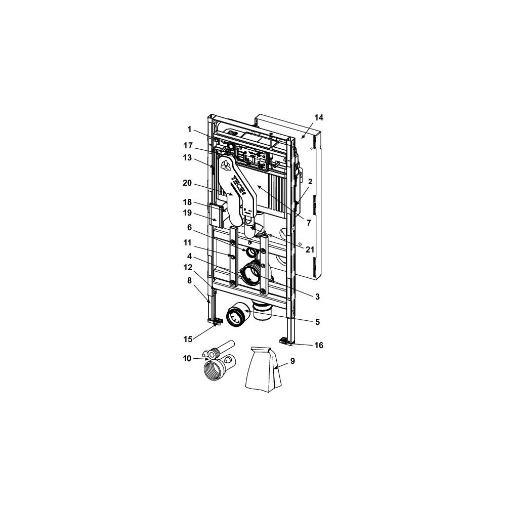 Tece lux WC-Modul 400, Bauhöhe 1120mm höhenverstellbar, mit Geruchsabsaugung... TECE-9600400 4027255030275 (Abb. 4)