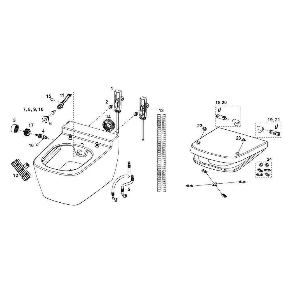 Tece one Set Dusch-WC Kaltwasseranschluss und Dusch-WC/WC Sitz mit Deckel classic... TECE-9700212 4027255131255 (Abb. 8)