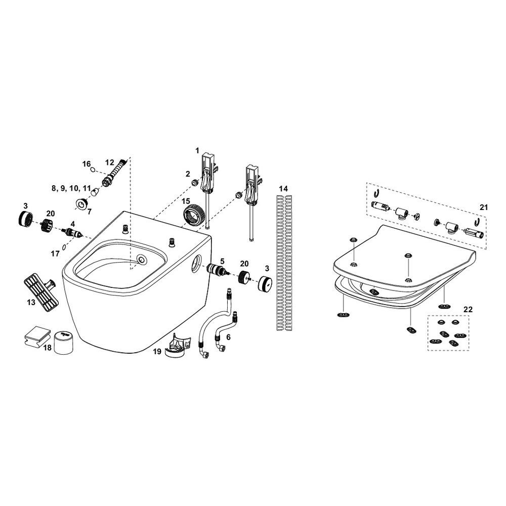 Tece one Set Warm-/Kaltwasser und Dusch-WC/WC Sitz Tece neo/one mit Deckel slim... TECE-9700213 4027255098862 (Abb. 8)