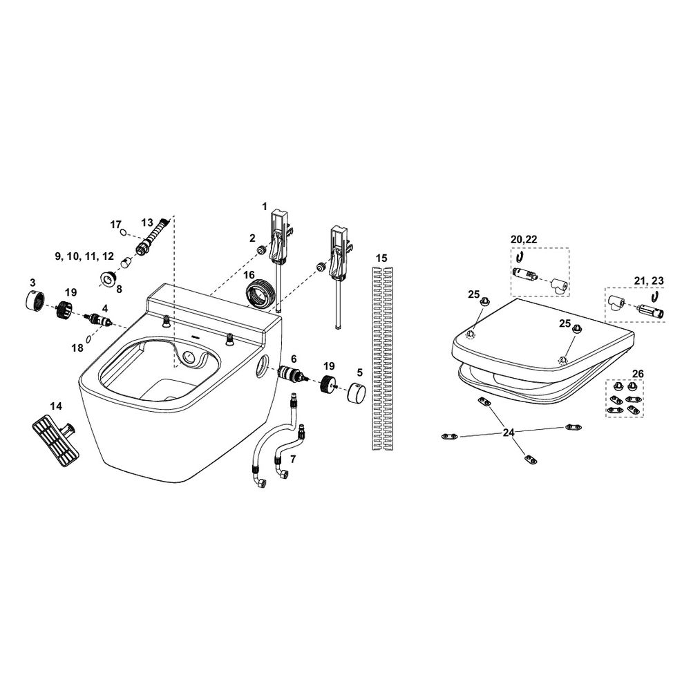 Tece one Set Warm-/Kaltwasser und Dusch-WC/WC Sitz Tece neo/one mit Deckel classic... TECE-9700216 4027255099197 (Abb. 8)