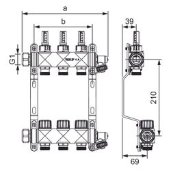 Tece floor Edelstahlverteiler HF mit Durchflussmengenanzeiger, 4 Heizkreise... TECE-77310204 4027255133136 (Abb. 1)
