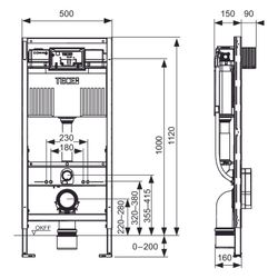 Tece profil WC-Modul mit Uni-Spülkasten und variabler Höhenverstellung des unteren Baurau... TECE-9300307 4027255132719 (Abb. 1)