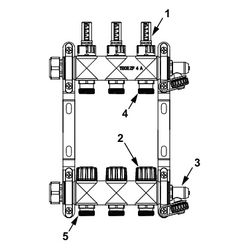 Tece floor Edelstahlverteiler HF mit Durchflussmengenanzeiger, 4 Heizkreise... TECE-77310204 4027255133136 (Abb. 1)