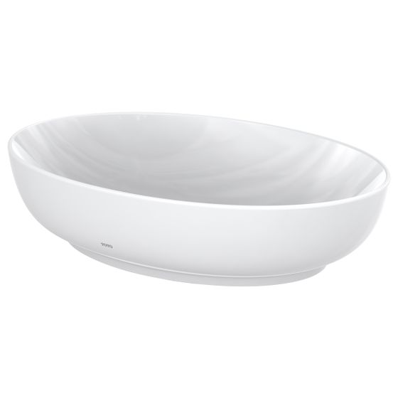 TOTO WU Aufsatzwaschtisch rund, Breite 550mm, Möbelmontage, ohne Hahnloch, mit Überlauf, Keramik Cefiontect, Weiß