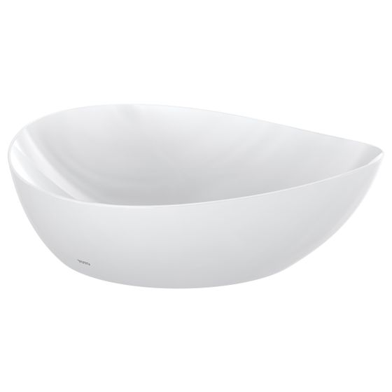 TOTO TA Aufsatzwaschtisch asymmetrisch, Breite 460mm, Möbelmontage, ohne Hahnloch, mit Überlauf, Keramik Cefiontect, Weiß
