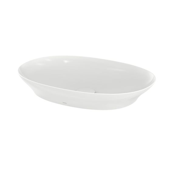 TOTO TL Aufsatzwaschtisch rund, Breite 600mm, Möbelmontage, ohne Hahnloch, ohne Überlauf, Linear Ceram Cefiontect, Weiß