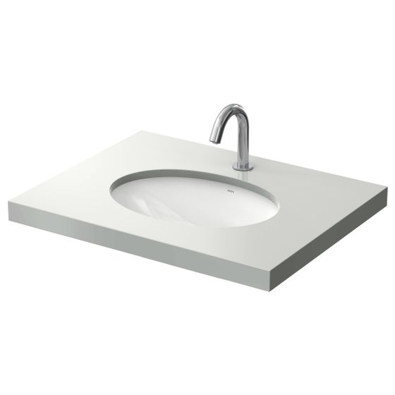 TOTO WU Unterbauwaschtisch rund, Breite 500mm, Möbelmontage, ohne Hahnloch, mit Überlauf, Keramik Cefiontect, Weiß