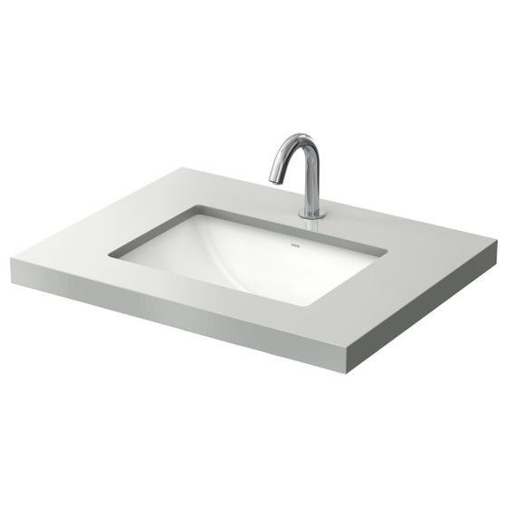 TOTO WU Unterbauwaschtisch eckig, Breite 500mm, Möbelmontage, ohne Hahnloch, mit Überlauf, Keramik Cefiontect, Weiß