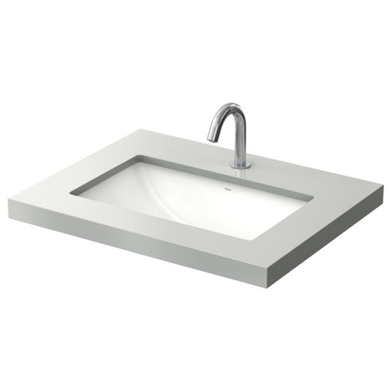 TOTO WU Unterbauwaschtisch eckig, Breite 590mm, Möbelmontage, ohne Hahnloch, mit Überlauf, Keramik Cefiontect, Weiß