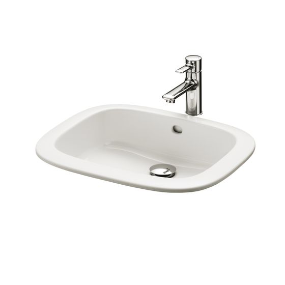 TOTO Einbauwaschtisch eckig, Breite 530mm, Möbelmontage, ohne Hahnloch, mit Überlauf, Keramik Cefiontect, Weiß