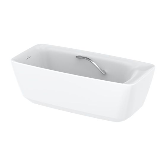 TOTO Floating Badewanne eckig, 1700mm, freistehend mit Wannengriff, Galalato, Recline Comfort, Mattweiß