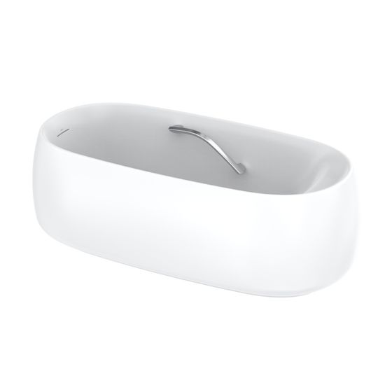 TOTO Floating Badewanne rund, freistehend, 1700mm, mit Wannengriff, Galalato, Recline Comfort, Mattweiß