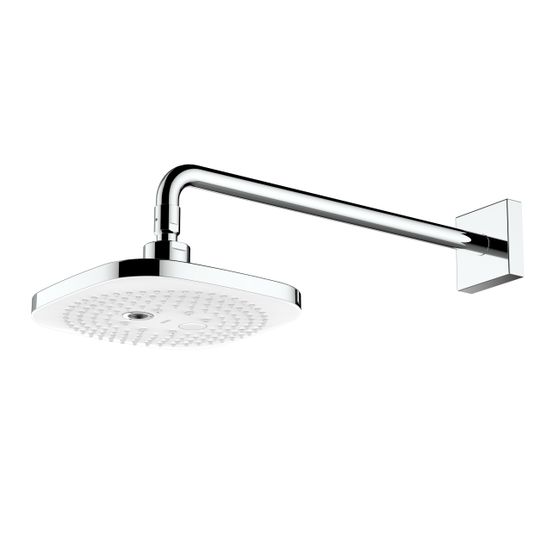 TOTO DaySpa Kopfbrause d. 220mm eckig, mit 2 Strahlarten, Wandbefestigung, Kunststoff, Weiß/Chrom